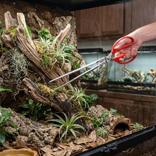 15 Inch Reptile Feeding Tongs, Long Stainless Steel Snake Feeding Tweezers with Non-Slip Handle, Large Feeding Forceps for Snakes, Bearded Dragon, Leopard Gecko, Lizard and Reptile Tank Supplies