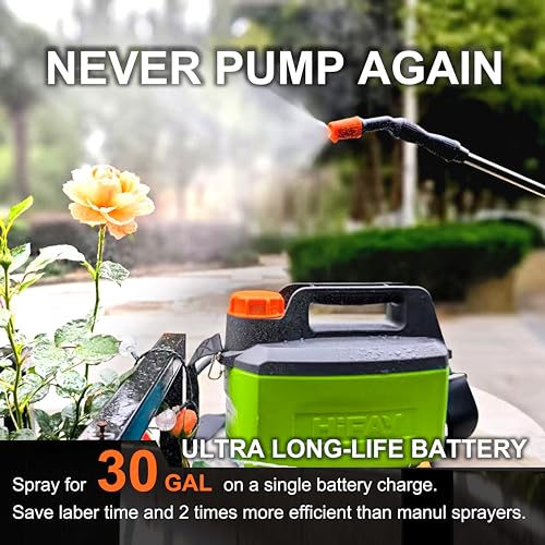 HIFAY ES4-PRO 1Gallon/4L Electric Sprayer, Rechargeable Battery-Powered Sprayer with 304 Stainless Steel Telescopic Rod. The New Model is Waterproof and The Buttons Have Been Updated.(Green) - color: Green