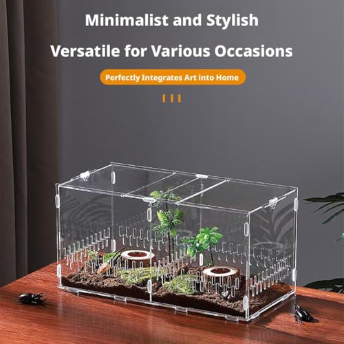  Acrylic Reptile Terrarium,Escape Proof Reptile Tank,Transparent Habitat with Ventilation Holes,for Tarantulas,Spiders,Lizards,Frogs - Easy Snap Assembly,Easy to Clean & Observe(25 * 15 * 15cm)