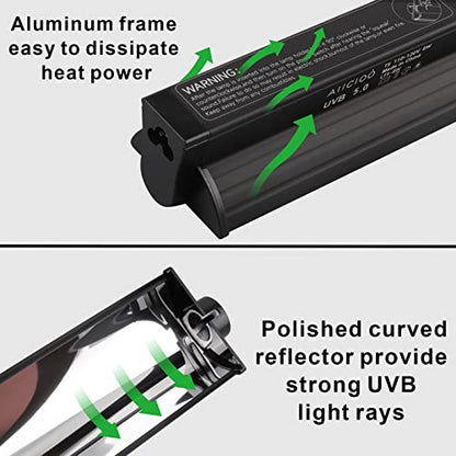 Aiicioo T5 UVB Lighting Combo Kit 8W - Reptile Light Fixture and T5 5.0 UVB Light Bulb for Bearded Dragon Leopard Gecko (12Inch 8W) - size: 12Inch 8W