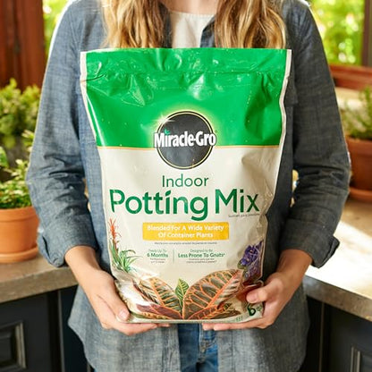 Miracle-Gro Indoor Potting Mix, Blended for a Variety of Houseplants, Feeds for up to 6 Months, 6 qt. - size: 6 qt.