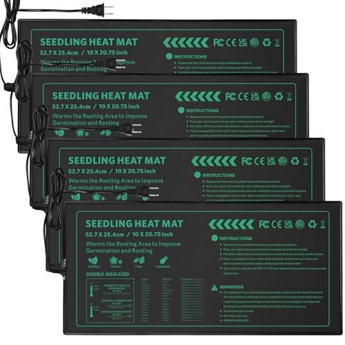 Seedling Heat Mat 4 Pack Durable Waterproof Plant Heating Pad 10"x 20.75" for Germination, Indoor Gardening, Greenhouse - size: 4 PACK