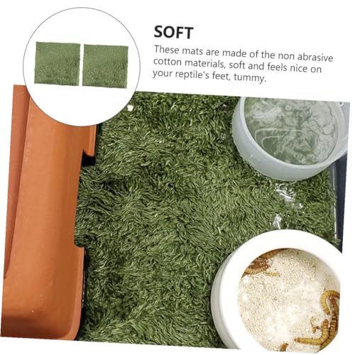 Toyvian 2Pcs Simulated Moss Carpets for Reptiles and Tortoises Moisturizing Fake Lawn Mats for Terrarium Natural-Looking Reptile Bedding for Humid Environments