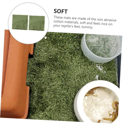 Toyvian 2Pcs Simulated Moss Carpets for Reptiles and Tortoises Moisturizing Fake Lawn Mats for Terrarium Natural-Looking Reptile Bedding for Humid Environments