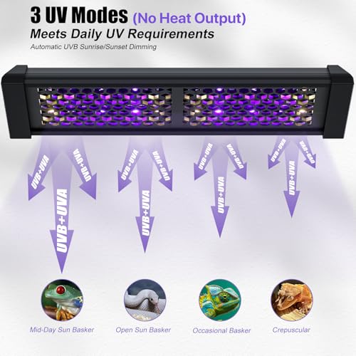 8.5" Aluminum UVB 10.0 LED Reptile Light Bar with Timer & Dimmer, Ultra-Slim Metal UVB/UVA Lamp for Terrariums – Even Light Output, Long Lifespan, Ideal for Bearded Dragons, Turtles & Lizards - size: 8.5 inches