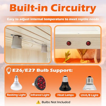 ROYXEN Reptile Tank 30 Gallon, Bearded Dragon Tank with Leg Stand, Tempered Glass Reptile Enclosure, Lizard Tank for Chameleon, Lizard Habitat (Oak, 24 Length Inch) - color: Oak, size: 24"x16"x15.5"