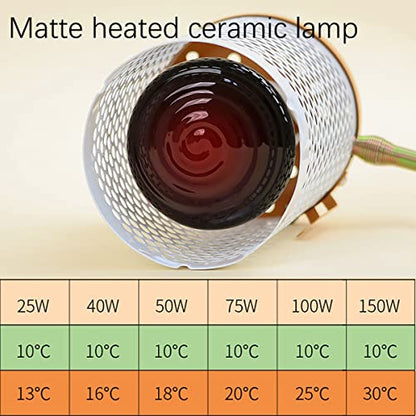 Hanging Birds Cage Heater, Infrared Ceramic Heating Lamp for Pet, Reptile Anti-Scald Heat Lamp, Pet Safety Heat Lamp Shade with Anti-Bite Iron Tube,75w,L - color: 75w, size: Large