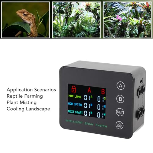 Reptile Humidifiers Smart Misting System,Reptile Humidifier Double Pump with Color Screen, Mister Automatic with Timer for Aquarium