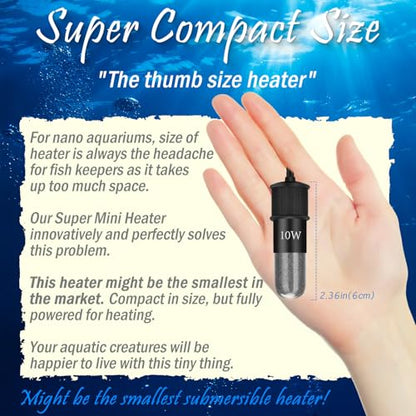 30W Mini Aquarium Heater for 4-6 Gallon Tanks | Submersible Fish Tank Heater with Digital Thermostat, Dry-Run & Overheat Protection, Memory Function - size: For Aquariums ≤ 6 Gal