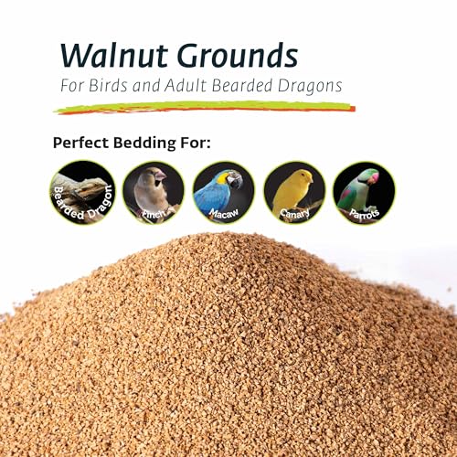 Galápagos (05074) Walnut Bedding Natural Crushed Walnut Shell Substrate - Ideal for Bearded Dragons, Reptiles, Birds, & Terrariums - Absorbent & Easy-to-Clean Reptile Bedding, 8 QT, Natural