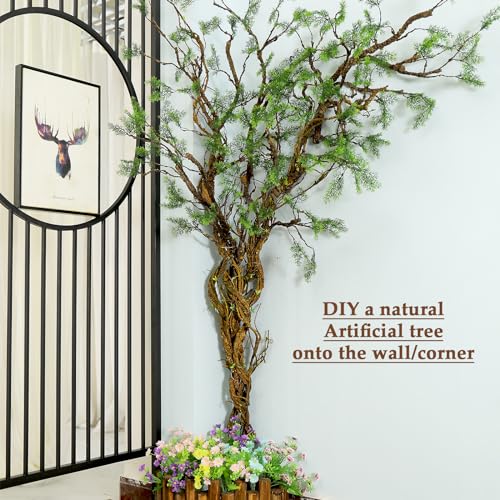 39.3in Bendable Artificial Pine Tree Branch Cedar Stems Reptile Yules Decor | Faux Tree Trunk Twigs Plants Garland With Greenery Picks For Christmas Wall Hanging Climb Outdoor Jungle Halloween Decoration