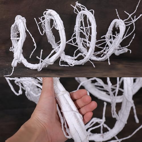 118inch Long Bendable White Grapevine Garland Artificial Tree Branches Fake Cherry Blossom Twigs Grape Flore Vines Wall Hanging Wreath Reptile Climbing for Door Christmas Swing Arch Decoration(Large) - size: ['Large']