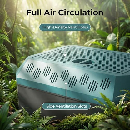 Dubia Roach Feeder Box with Drawer, 9.3" x 6.3" x 5.7" Easy-Clean Cricket Insect Feeding Container, Multi-Function Habitat for Bearded Dragons, Lizards & Reptiles