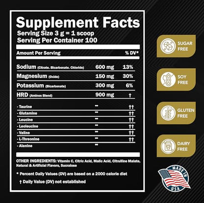 MMA Nutrition HRDWRK - 100 Servings Keto Electrolytes Powder Hydration Sugar Free - Electrolyte Powder to Boost Endurance & Reduce Fatigue with Electrolytes Supplement - Maximum Hydration Powder - style: Unflavored