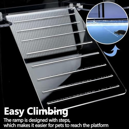 Upgraded Dual Ramp Turtle Basking Platform, Extra Large Fits 125 Gallon 150 Gallon 180 Gallon Aquarium Tank, Aquatic Turtles Topper Dock, Turtle Tank Accessories, Non-Slip Ramp & Escape-Proof
