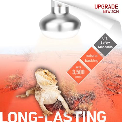 Reptile Heat Lamp, 2 Pack 75W Intense Basking Bulbs Light for Reptiles, UVA Daylight Basking Light for Bearded Dragon, Lizard, Gecko,Turtle, Reptile Heat Bulb - color: 2-pack Reptile Heat Bulb