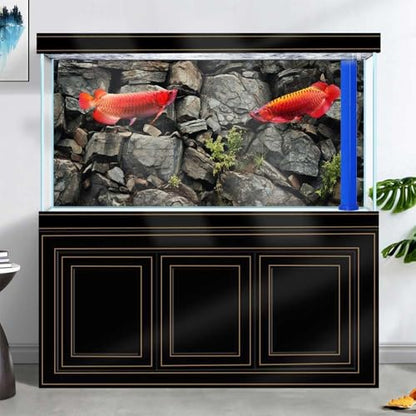 36X18IN Stone Aquarium Background, Rock Fish Tank Background, Natural Rocky Glass Terrarium Background with 8 EVA Double-Sided Tape - color: Stone, size: 36X18in/90X45cm