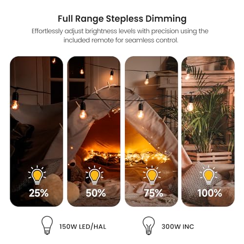 TREATLIFE 2 in 1 Dimmer Plug with Remote, No Smart Features, Wireless Remote Control Outlet, Up to 100FT Range, Plug-in Dimmer Switch for Dimmable Bulbs, String Lights, Max Power 300W