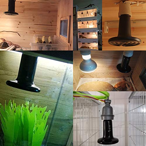 Reptile Heating Lamp Bulb 2pcs Amphibian Ceramic Infrared Emitter with no Light for Chicken Brooder Coop Hedgehog, Iguana Lizard Bearded Dragon Turtle Snake (Black, 150W)