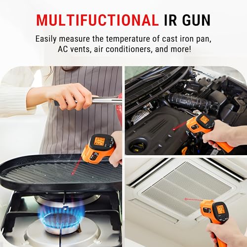 TempPro TP30 Infrared Thermometer Gun, Laser Thermometer for Cooking, Pizza Oven, Griddle, Engine, HVAC, Temperature Gun with Adjustable Emissivity & Max Measure -58°F ~1022°F, Gift for Dad Husband - style: 1 Laser & D:S 12:1