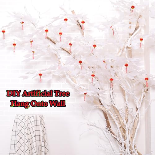 118inch Long Bendable White Grapevine Garland Artificial Tree Branches Fake Cherry Blossom Twigs Grape Flore Vines Wall Hanging Wreath Reptile Climbing For Door Christmas Swing Arch Decoration (Small) - size: ['Small']