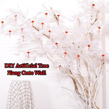 118inch Long Bendable White Grapevine Garland Artificial Tree Branches Fake Cherry Blossom Twigs Grape Flore Vines Wall Hanging Wreath Reptile Climbing For Door Christmas Swing Arch Decoration (Small) - size: ['Small']