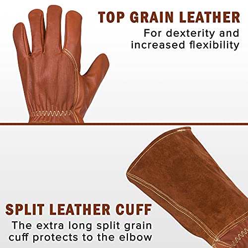 Falconry Elbow Length Protective Animal Handling Gloves Men's Sizes XS, Small, Med, Large, XL, XXL - size: X-Small