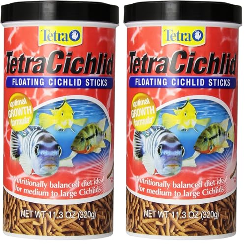 Tetra TetraCichlid Floating Cichlid Sticks 11.3 Ounces, Pond Fish Food, Nutritionally Balanced (Pack of 2) - size: 11.3 Ounce (Pack of 2)