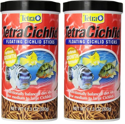 Tetra TetraCichlid Floating Cichlid Sticks 11.3 Ounces, Pond Fish Food, Nutritionally Balanced (Pack of 2) - size: 11.3 Ounce (Pack of 2)