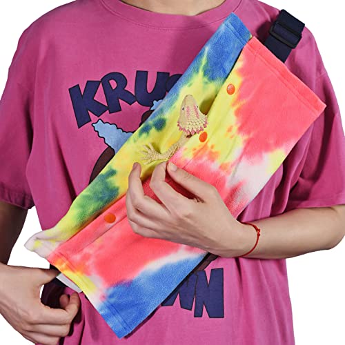 LIKZINWA Small Animal Sling Carrier,Small Animal Bag for Bearded Dragons Lizards and Reptile with Adjustable Strap (Red+Schoolbag) - color: Red+Schoolbag