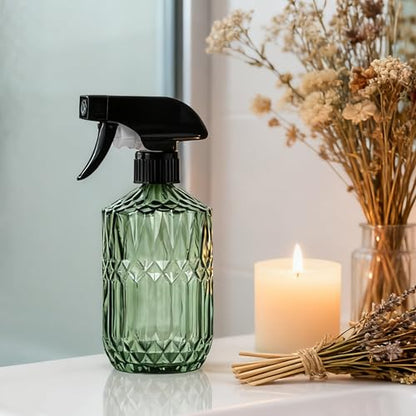 Glass Handheld Spray Bottle, 15oz Refillable Water Bottle Spray, Reusable Adjustable Nozzle Plant Mister Spray Bottles Indoor, Plant Mister for Hair, Cleaning, Gardening, Pets Care (Green) - color: Green a
