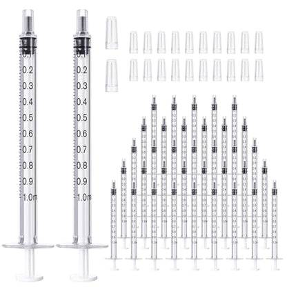 JOLLY PARTY 100 Pack 1ml Syringes with Caps, 1cc Syringe Needleless, Small Oral Syringe with Tip Cap Individually Wrapped for Scientific Labs, Liquid Measuring, Pet Feeding, Oil & Glue Dispenser - style: 1ml