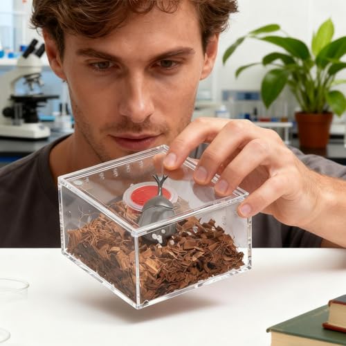 Spider Terrarium, Transparent Waterproof Reptile Feeding Enclosure Box, Gecko Breeding Feeding Hatching Container Tank, Small Reptile Animal Habitat Cage for Snail Frog Gecko Scorpion Centipede