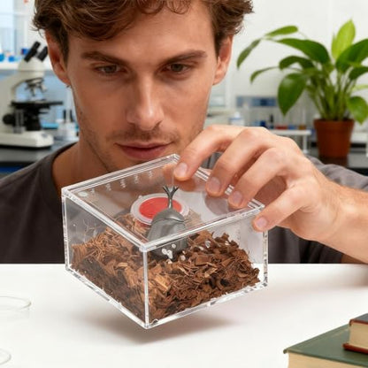 Spider Terrarium, Transparent Waterproof Reptile Feeding Enclosure Box, Gecko Breeding Feeding Hatching Container Tank, Small Reptile Animal Habitat Cage for Snail Frog Gecko Scorpion Centipede