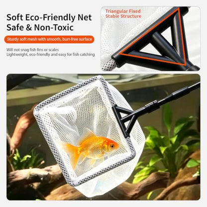 UPETTOOLS Aquarium Clean Tool 6 in 1 Fish Tank Cleaning Kit Algae Scraper Scrubber Pad Adjustable Long Handle Fish Tank Brush Cleaner Set