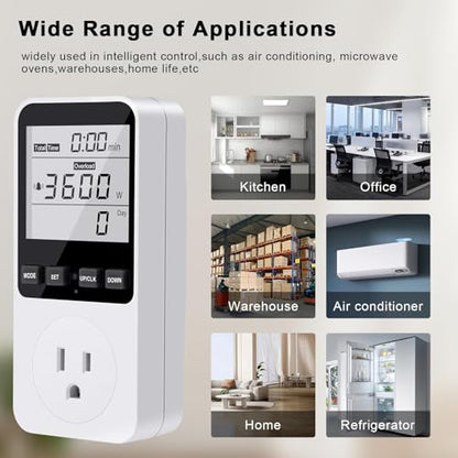 Diymore Watt Meter,Plug-in Socket Power Tester,120V Wide Range,Auto Cost Calculator,Overload Protection,Kilowatt Wattage Voltage AMP Tester,Appliance Power Usage Meter 7 Modes Display