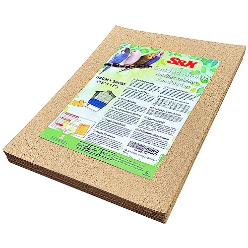 S&X Bird Cage Liners 15 x 11in, 30-Pack, Disposable Gravel Paper Sheets | Thick, flat gravel paper eases cage cleanup – gritty surface helps trim claws & beaks – pre-cut to fit common cage trays - size: 15" x 11" - 30PCS