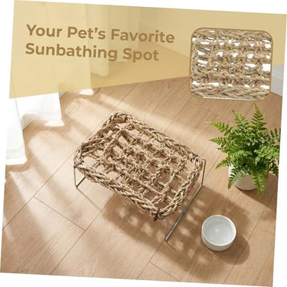 Outanaya Bearded Dragon Sleeping Bed and Lizard Hammock Sofa, Rectangle Seagrass Basking Platform with Comfortable Breathable Design for Reptile Habitat and Tank Use, Suitable for Leopard