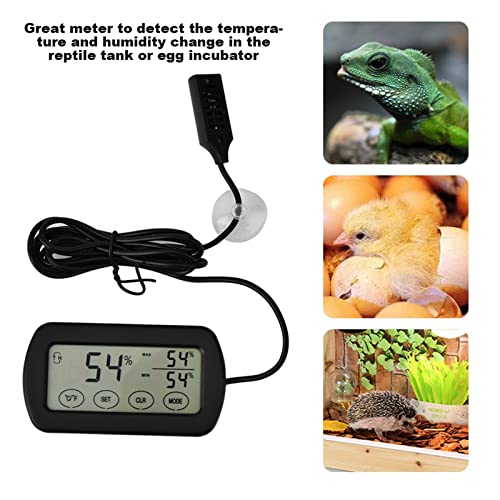GOWENIC LCD Egg Incubator Thermometer Hygrometer, Reptile Tank Digital Thermometer Hygrometer with Probe, Egg Incubator Accessories for Reptile Tank Indoor