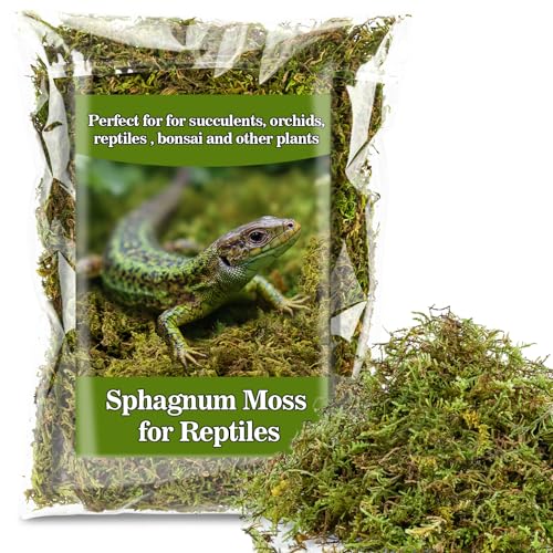 Sphagnum Moss for Reptiles - 5.5 OZ Reptile Peat Moss Terrarium Bedding Reptiles Lizard Substrate for Reptile Tank, Snake, Leopard Gecko, Ball Python, Crested Gecko, Turtle, Frog, Hamster