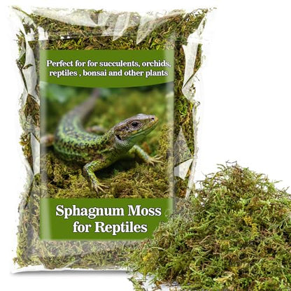 Sphagnum Moss for Reptiles - 5.5 OZ Reptile Peat Moss Terrarium Bedding Reptiles Lizard Substrate for Reptile Tank, Snake, Leopard Gecko, Ball Python, Crested Gecko, Turtle, Frog, Hamster