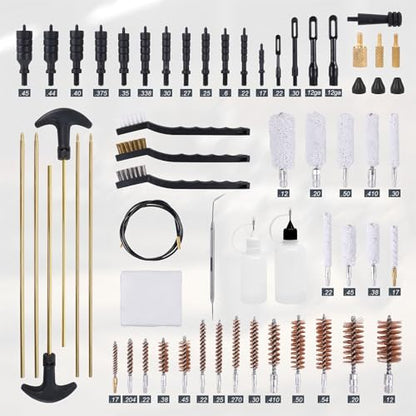 Gun Cleaning Kit, Handgun Shotgun Pistol Universal Cleaning Kit with All Brass High-end Brushes, Jags, Reinforced and Lengthened Rods