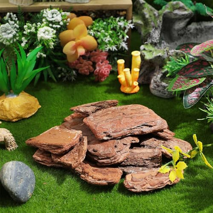 VICASKY Reptile Tank Landscaping Material Pine Bark Chips 8-10cm 500g Pack Rainforest Terrarium Bedding for Tortoise and Reptile Habitat Decor