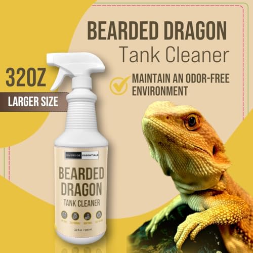 Bearded Dragon Tank Cleaner – 32oz No-Rinse Cage & Habitat Spray – Fast Odor Eliminator & Waste Remover – Pet Safe, Non-Toxic Formula – Easy Terrarium Cleaning – Made in USA
