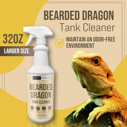 Bearded Dragon Tank Cleaner – 32oz No-Rinse Cage & Habitat Spray – Fast Odor Eliminator & Waste Remover – Pet Safe, Non-Toxic Formula – Easy Terrarium Cleaning – Made in USA