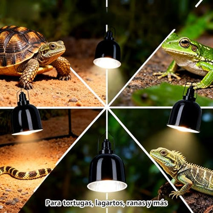 Yosoo Health Gear Reptile Heat Lamp Fixture, Deep Dome 250W E27 UVA UVB Basking Light for Lizards Turtles Terrarium, Clip-On Design