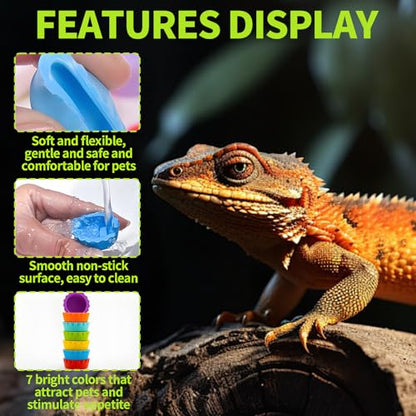 14 PCS Crested Gecko Food Dish, Reusable Small Reptile Feeding Cups, Gecko Food & Water Bowl 7 Colors