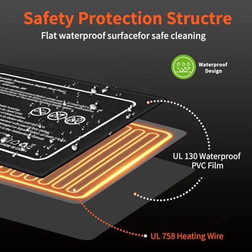 Reptile Heat Pad, 6x8 Inches, Adjustable Temperature Control, 8W, for 10-20 Gallon Tanks (S, with Adjust Knob) - size: S