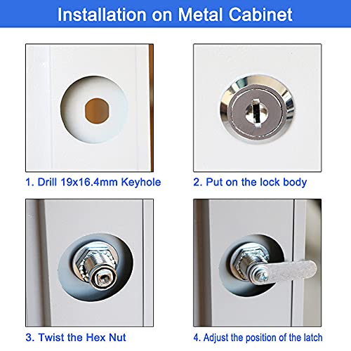 WOOCH Cabinet Cam Lock, 5/8 Inch Keyed Alike Cam Locks Secure File Drawer Door Mailbox Tool Box Dresser RV Cylinder Replacement Lock Hardware, Fits on 1/2" Max Panel Thickness (2 Pack) Chrome Finish - size: 5/8 Inch Offset