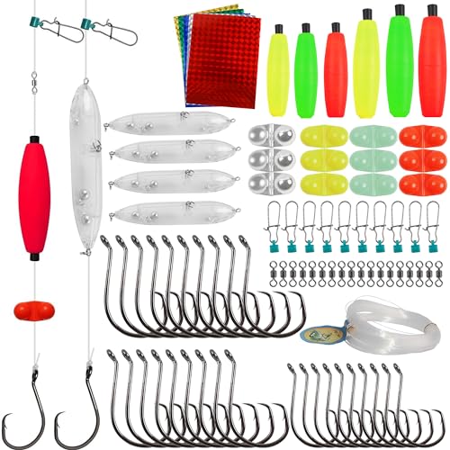 Catfish Rigs Tackle Making Kits,Catfishing Tackle Gear with Catfish Floats Lures,Sinker Slides Circle Hooks Swivels Double Rattle Beads Catfishing Tackle Equipment